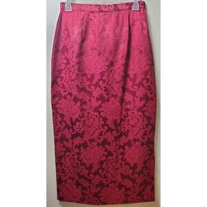 Jessica Mcclintock Vintage Red Damask Maxi Skirt 8 Formal Romantic Victorian
